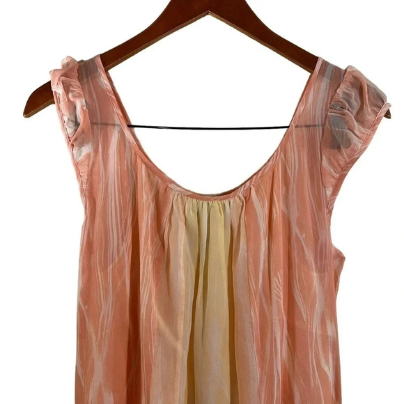 White + Warren NWT Silk Dress Neiman Marcus Lightweight Orange Yellow Stripes - Picture 2 of 6